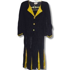 Vtg Toots‎ Dierre Womens Sz Medium Black Velvet 2 Pc Jacket Maxi Skirt